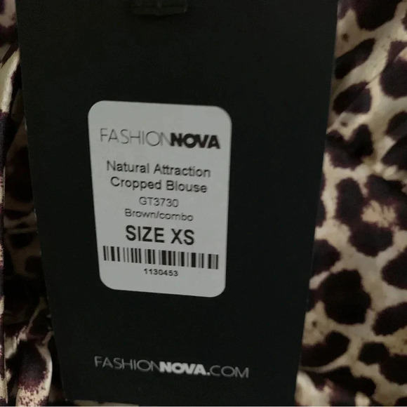 NWT Fashion Nova Animal Print  Cropped Blouse - Picture 6 of 6